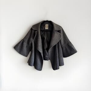 Designer Vintage MK2K gray bolero jacket Size M, Cropped With Bell Sleeves Y2K